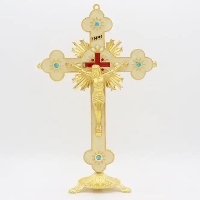 Crucifixo de Mesa em Metal - vitrinedeluz.com.br