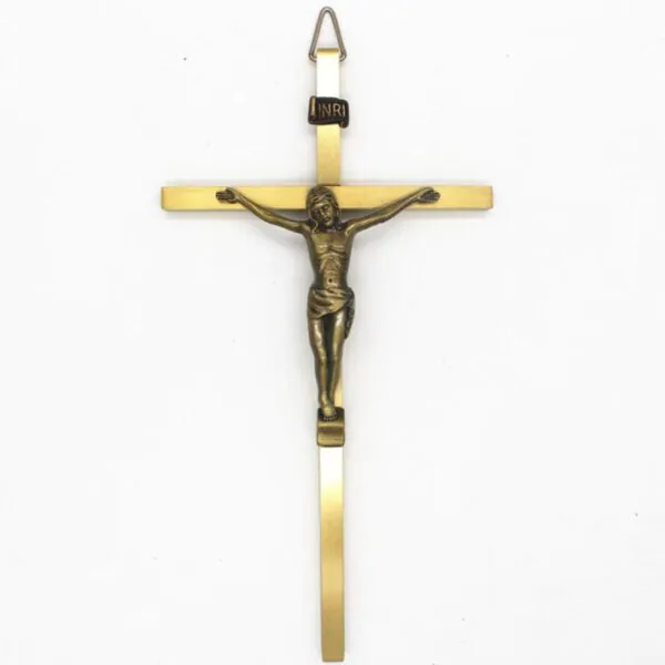 Crucifixo de Metal Dourado para Parede - vitrindeluz.com.br