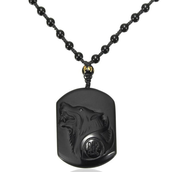Colar de Obsidiana Negra - The Wolf - vitrinedeluz.com.br
